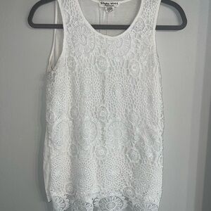 Studio West White Lace Tank Top